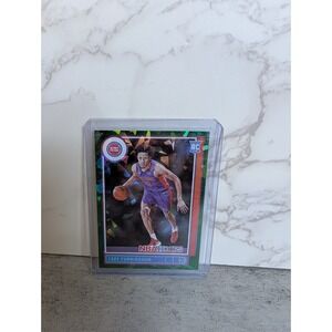 2021-22 Panini NBA Hoops CADE CUNNINGHAM Rookie Fanatics GREEN CRACKED ICE #201